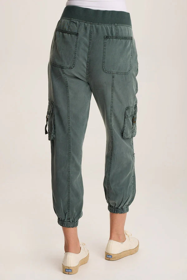 Hansa Twill Cargo Jogger Pant - Silken Pine Pigment by XCVI — view 3