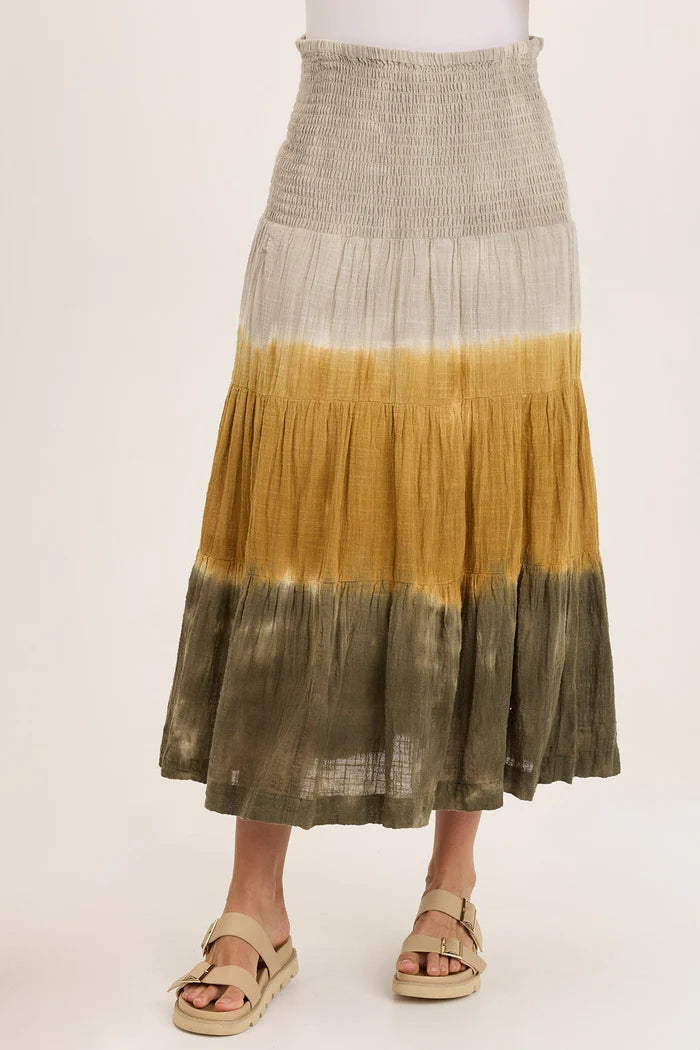 Paigene Gauze Tiered Skirt - Tricolor Ombre by XCVI | 25 South Boutiques