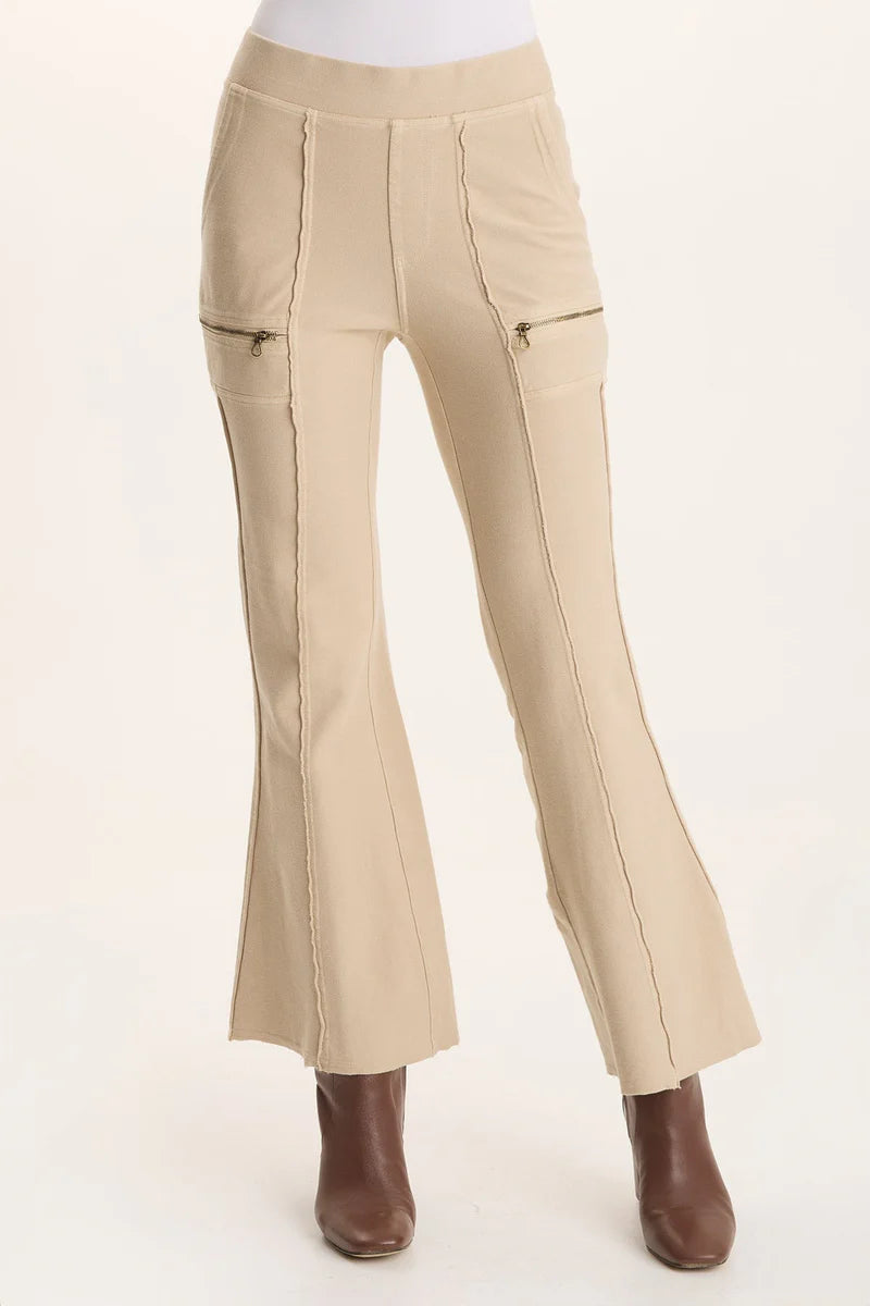 Ninian Twill Knit Zipper Pocket Flared Pant - Park Avenue by XCVI | 25 South Boutiques
