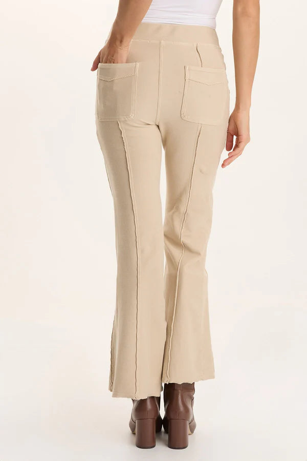 Ninian Twill Knit Zipper Pocket Flared Pant - Park Avenue by XCVI — view 3