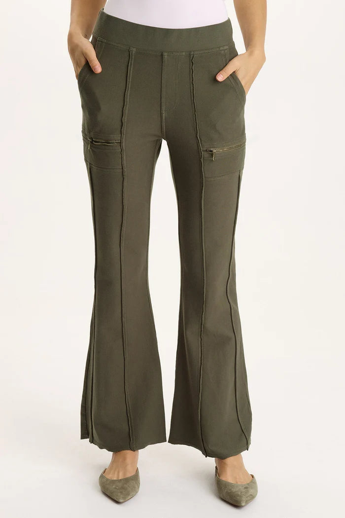 Ninian Twill Knit Zipper Pocket Flared Pant - Rejuvenation by XCVI | 25 South Boutiques