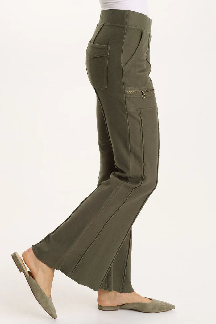 Ninian Twill Knit Zipper Pocket Flared Pant - Rejuvenation by XCVI — alternate view