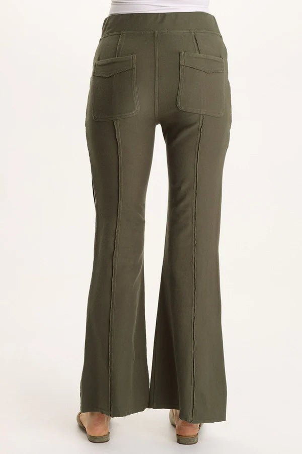 Ninian Twill Knit Zipper Pocket Flared Pant - Rejuvenation by XCVI — view 3