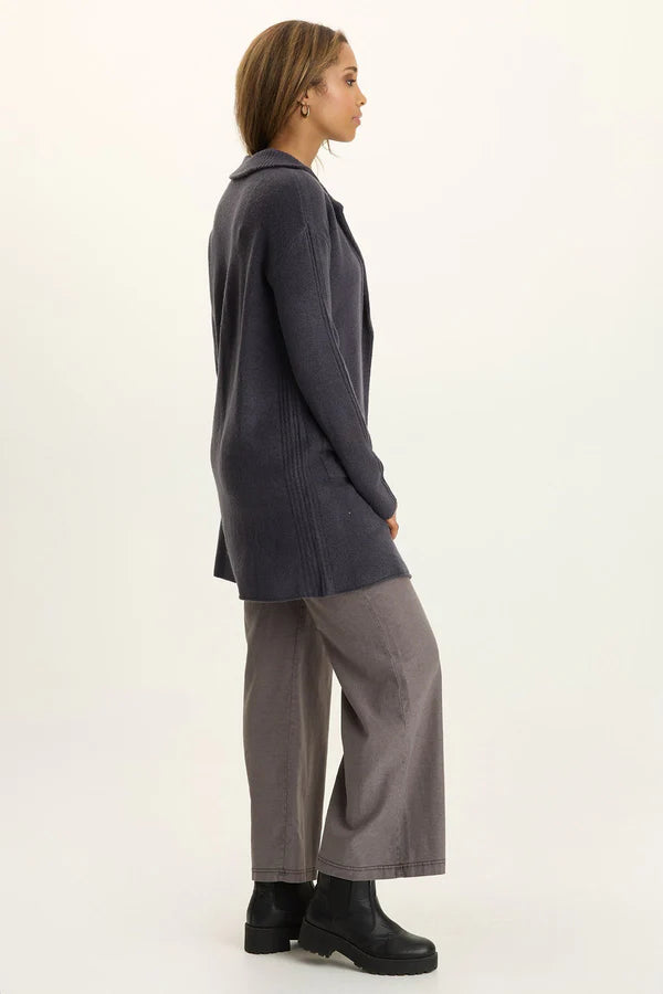 Pierson Longline Knit Cardigan - Quixotic Plum by XCVI — view 4