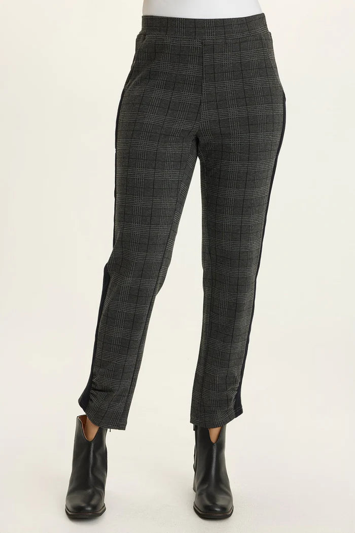 Nestor Plaid + Stripe Ponte Pant - Charcoal by XCVI | 25 South Boutiques