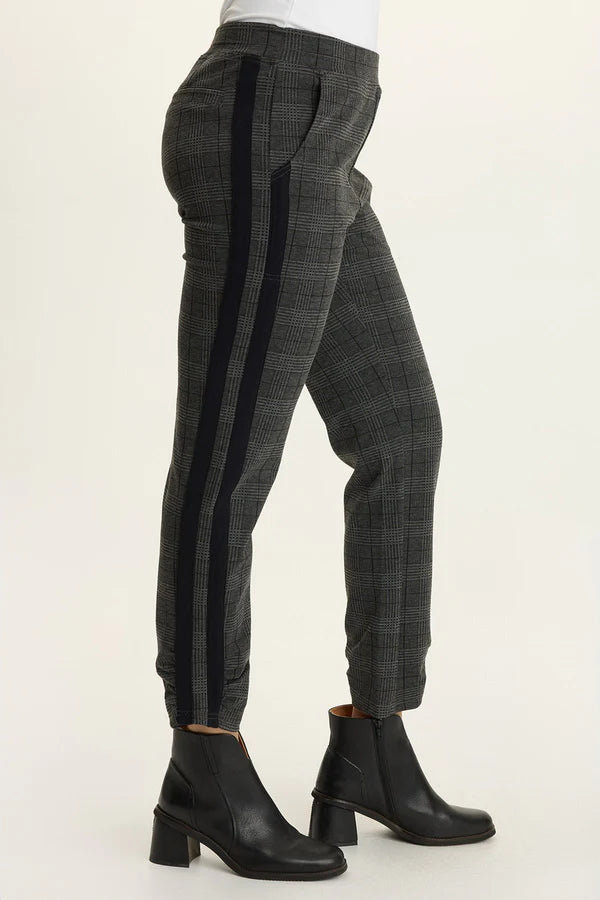 Nestor Plaid + Stripe Ponte Pant - Charcoal by XCVI — alternate view