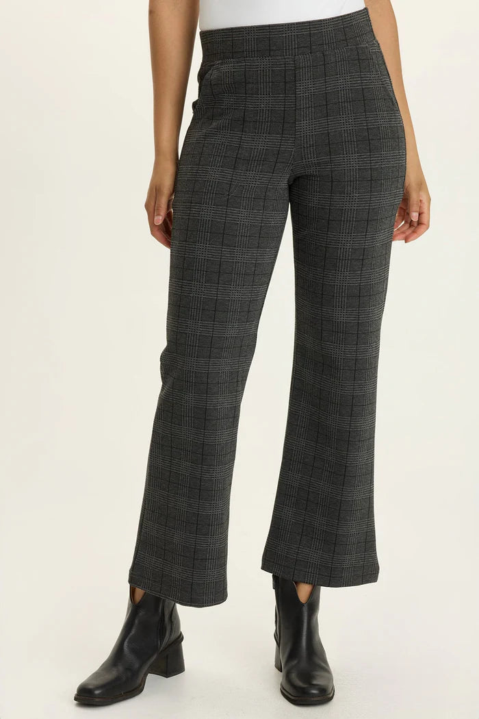 Limus Plaid Pull-On Flare Pant - Charcoal by XCVI | 25 South Boutiques