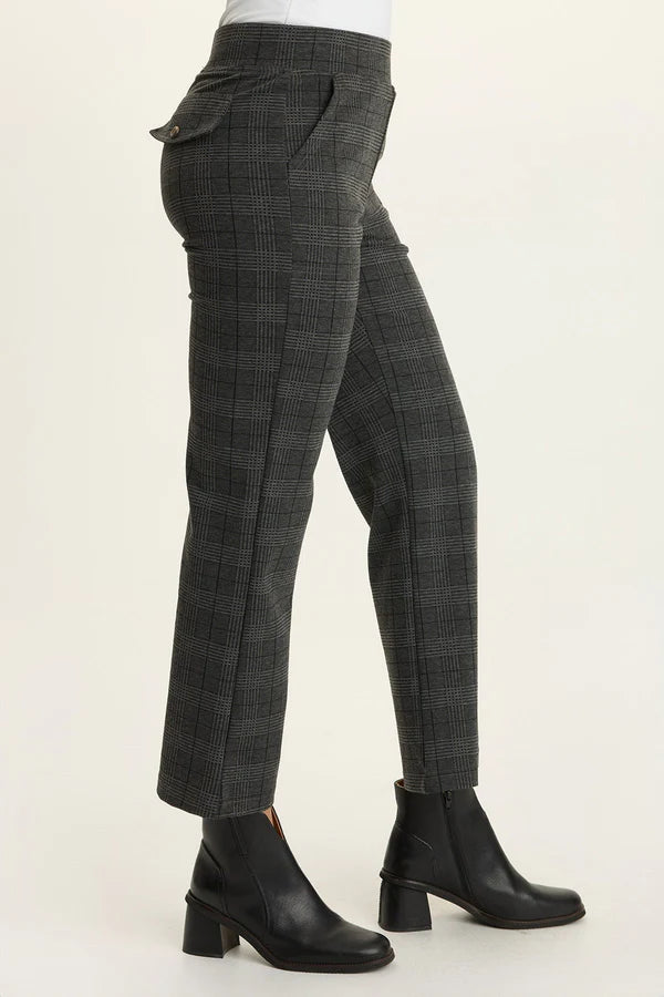 Limus Plaid Pull-On Flare Pant - Charcoal by XCVI — alternate view
