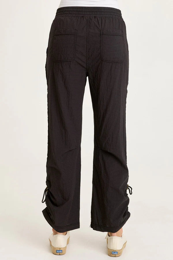 Trotter Textured Side Cinch Pant - Black by XCVI — view 3
