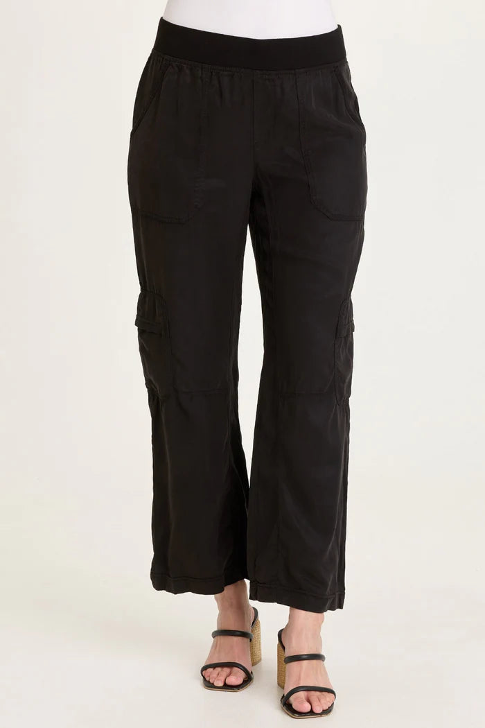 Taran Twill Sleek Cargo Pant - Black by XCVI | 25 South Boutiques