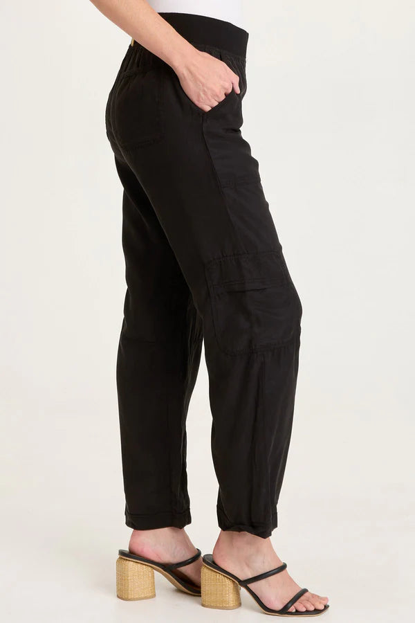 Taran Twill Sleek Cargo Pant - Black by XCVI — alternate view