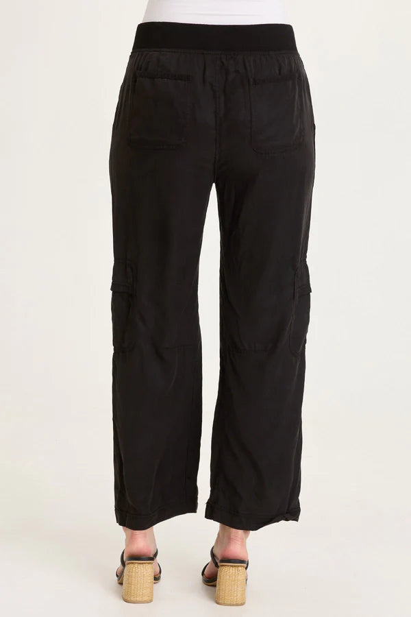 Taran Twill Sleek Cargo Pant - Black by XCVI — view 3