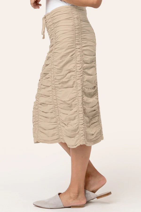Shirred Srawstring Skirt - Sand by XCVI — alternate view