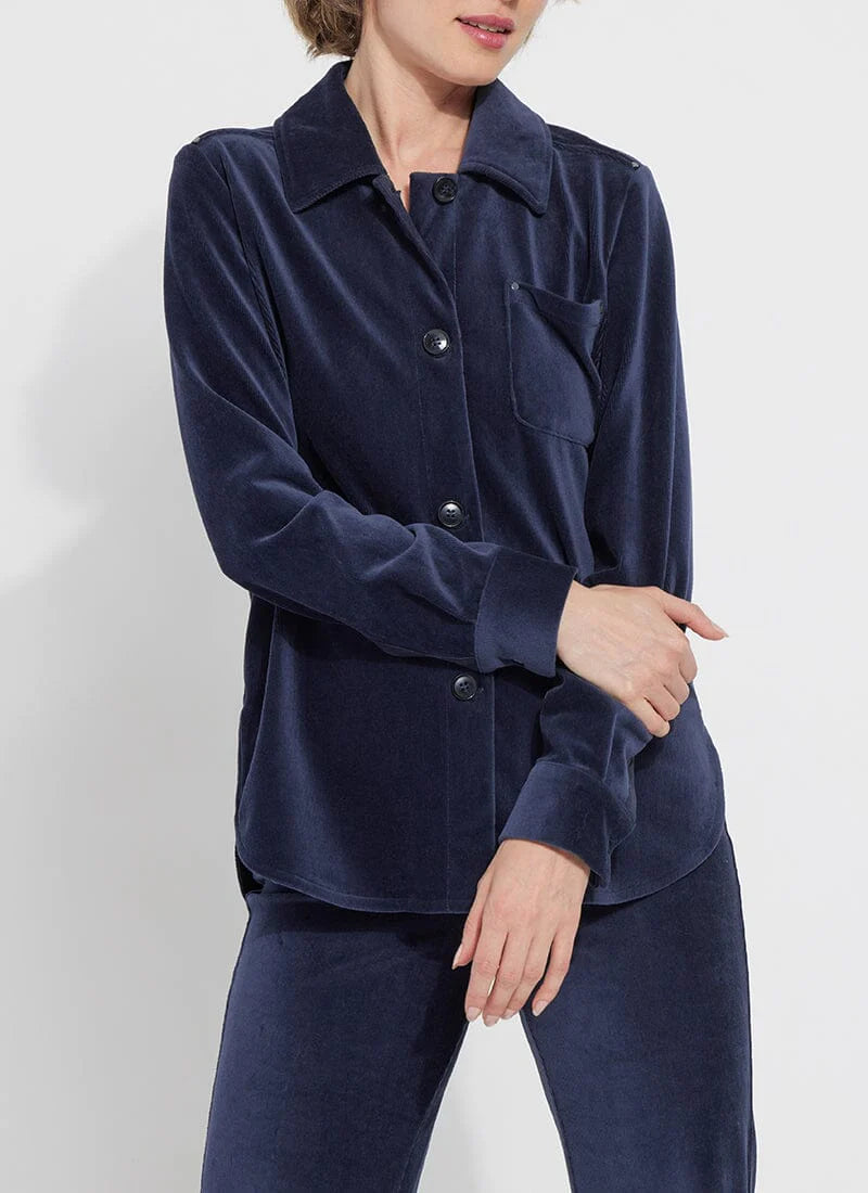 Stella Baby Cord Overshirt - True Navy by Lysse | 25 South Boutiques