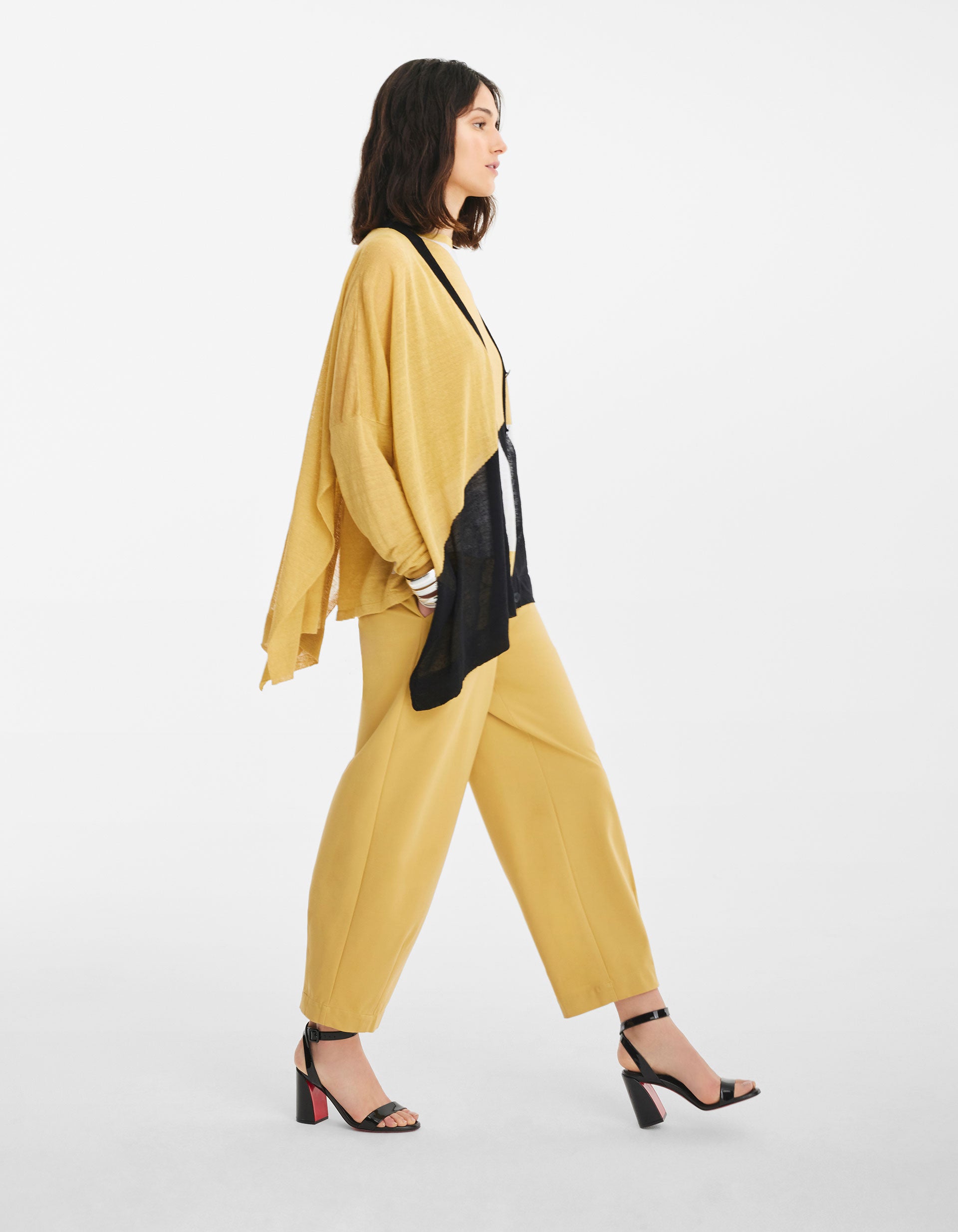Patchwork Cardigan - Mustard by Sarah Pacini — view 4