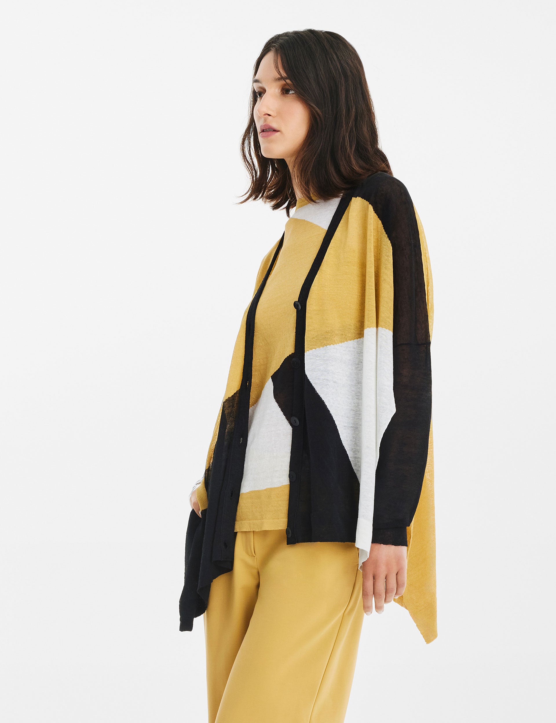 Patchwork Cardigan - Mustard by Sarah Pacini — view 5