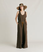 Aliterru Linen Pant - Army Green by Momonì — view 3