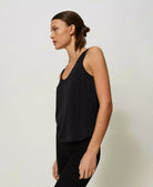 Satin Wide Strap Top - Black by Twinset — view 4