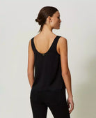 Satin Wide Strap Top - Black by Twinset — view 3