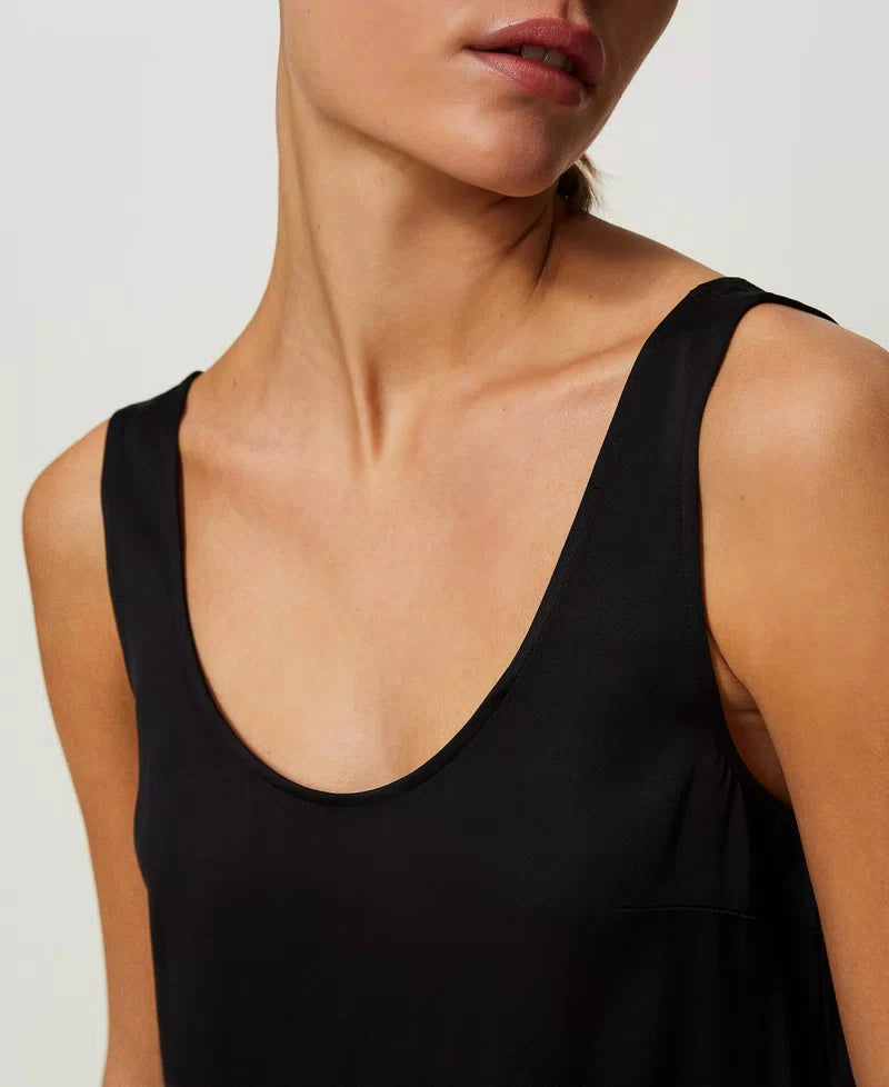 Satin Wide Strap Top - Black by Twinset — alternate view