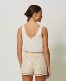 Satin Wide Strap Top - Snow by Twinset — view 4