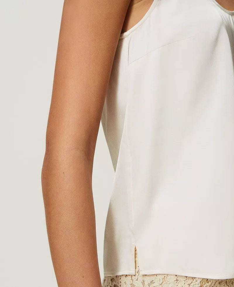 Satin Wide Strap Top - Snow by Twinset — alternate view