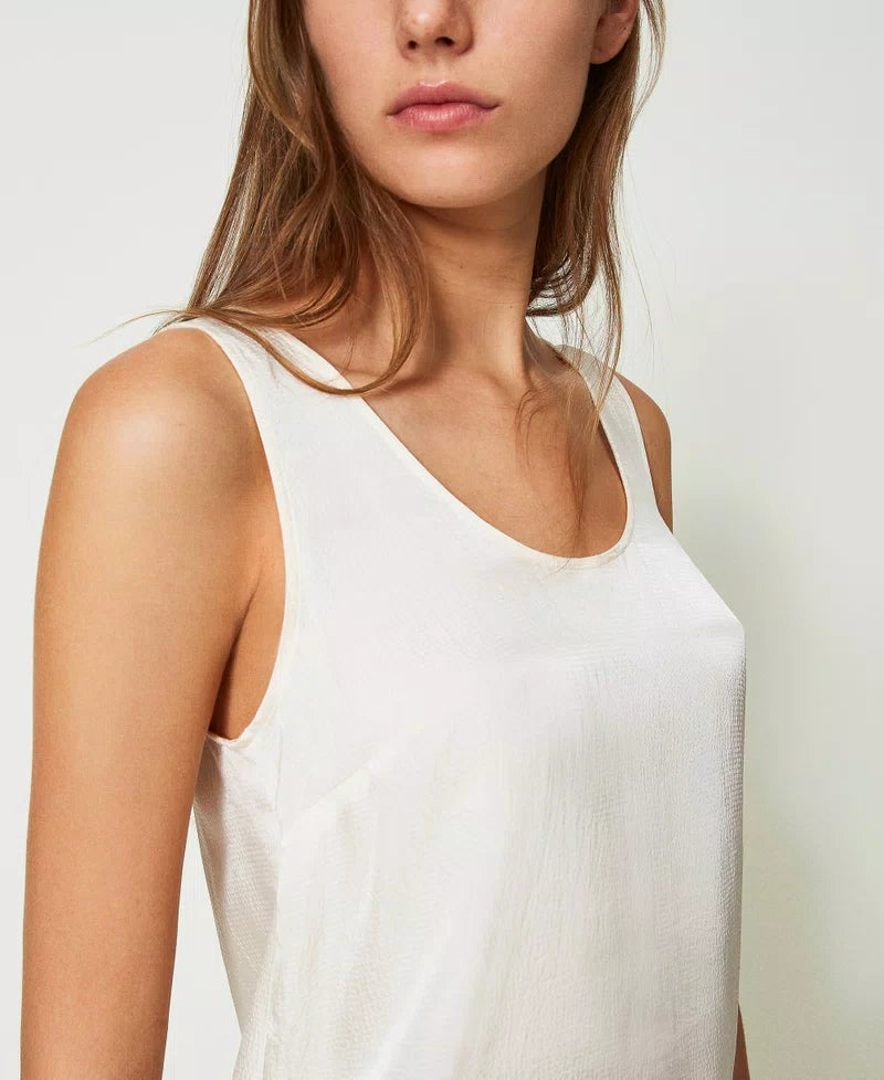 Satin Wide Strap Top - Snow by Twinset — view 5