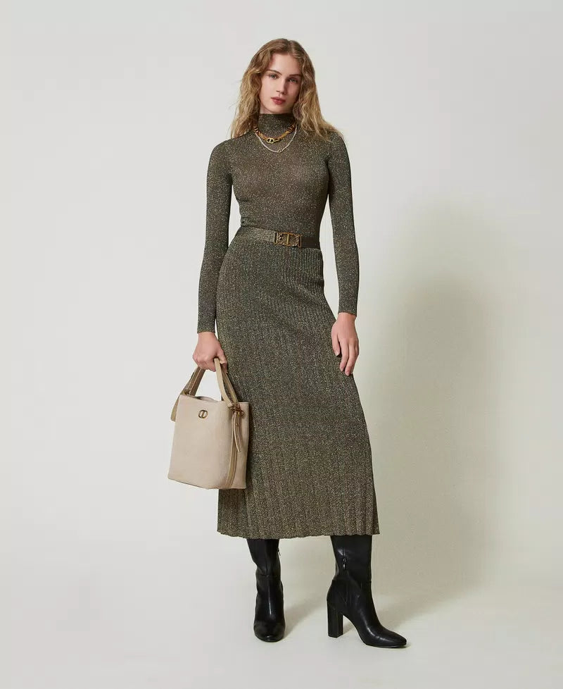 Knit Midi Skirt - Taupe Gold by Twinset | 25 South Boutiques