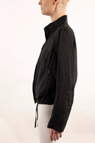 Yabella Sheer Mockneck Zip Jacket - Black by Elaine Kim — alternate view