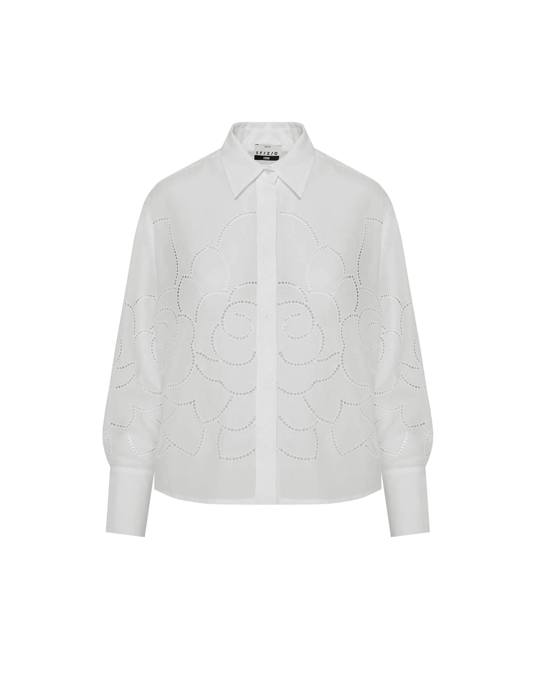 Floral Embroidery Shirt - White by SFIZIO — view 5