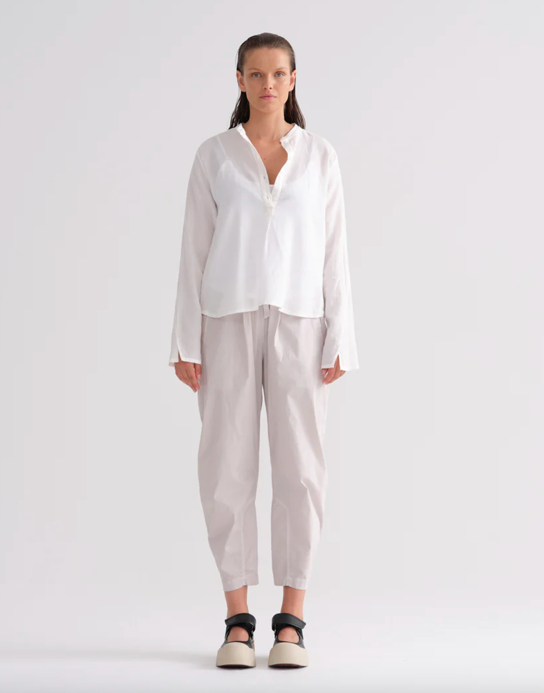 Cotton Stretch Easy Pants - Chalk by Kristensen | 25 South Boutiques