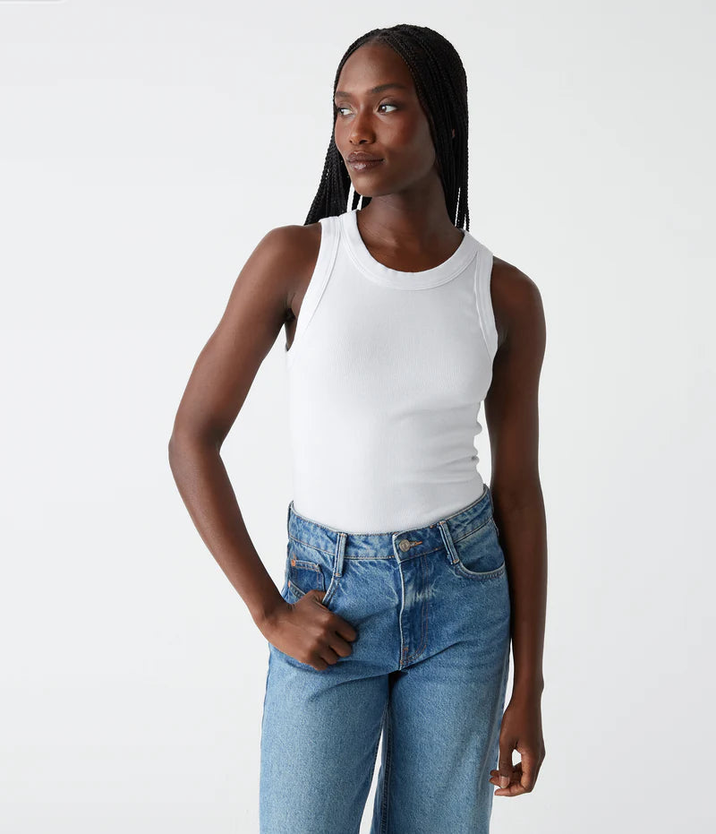 Gina Ribbed Crop Tank - White by Michael Stars | 25 South Boutiques