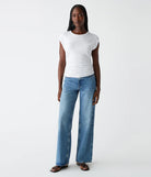 Joni Power Shoulder Tee - White by Michael Stars — alternate view