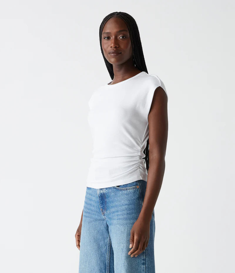 Joni Power Shoulder Tee - White by Michael Stars | 25 South Boutiques