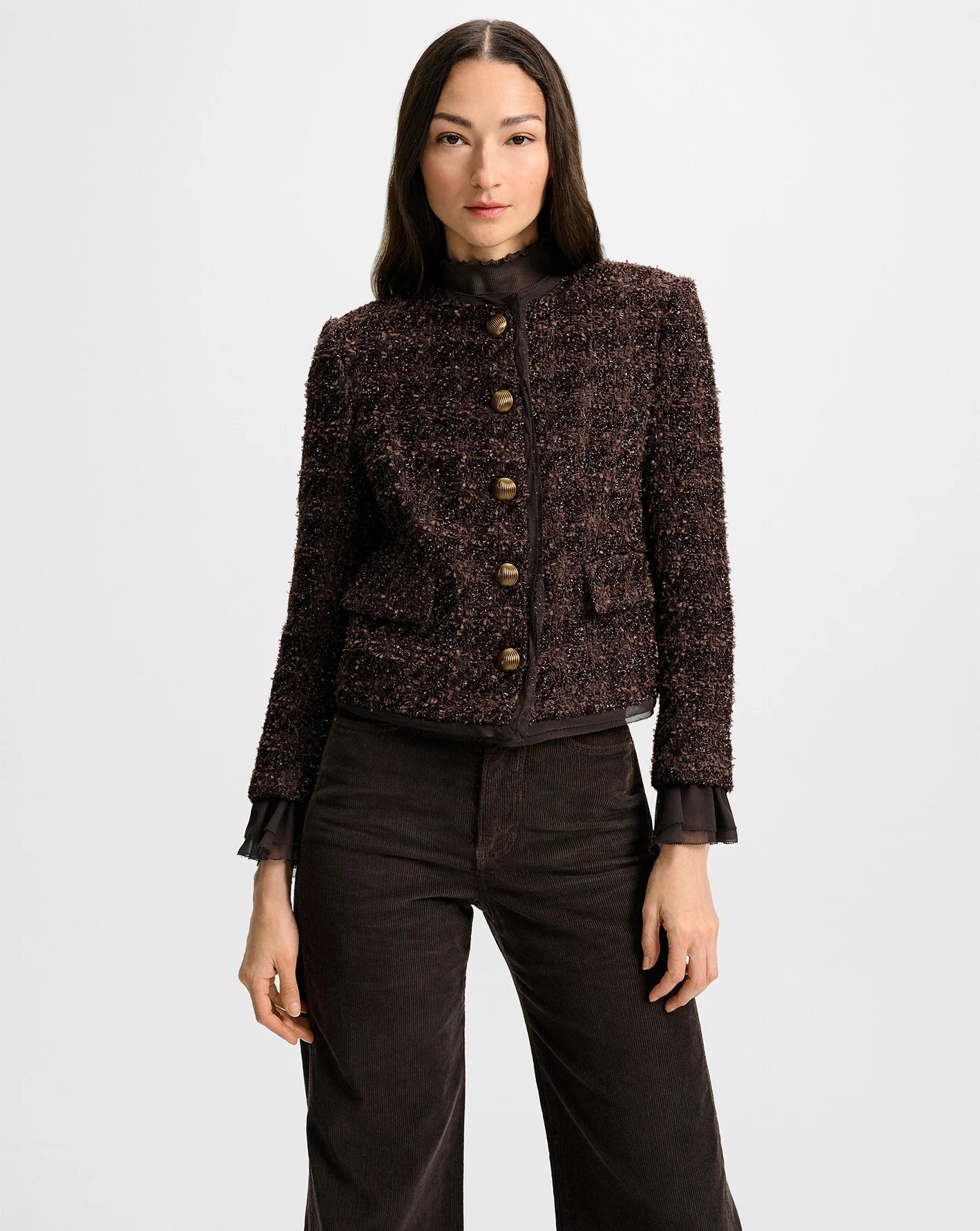 Audrina Metallic Tweed Jacket - Dark Currant by Veronica Beard | 25 South Boutiques
