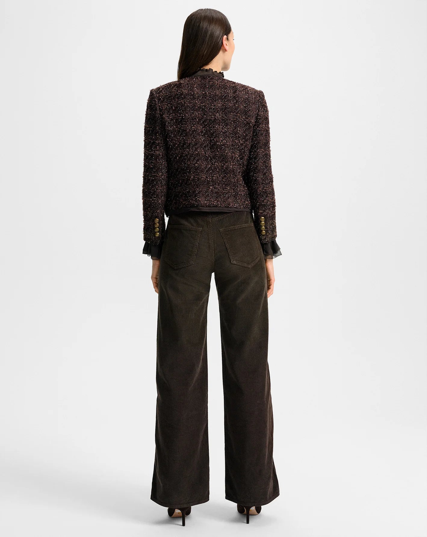 Audrina Metallic Tweed Jacket - Dark Currant by Veronica Beard — view 3