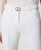 Bull Cropped Trousers - White Denim by Twinset — view 4