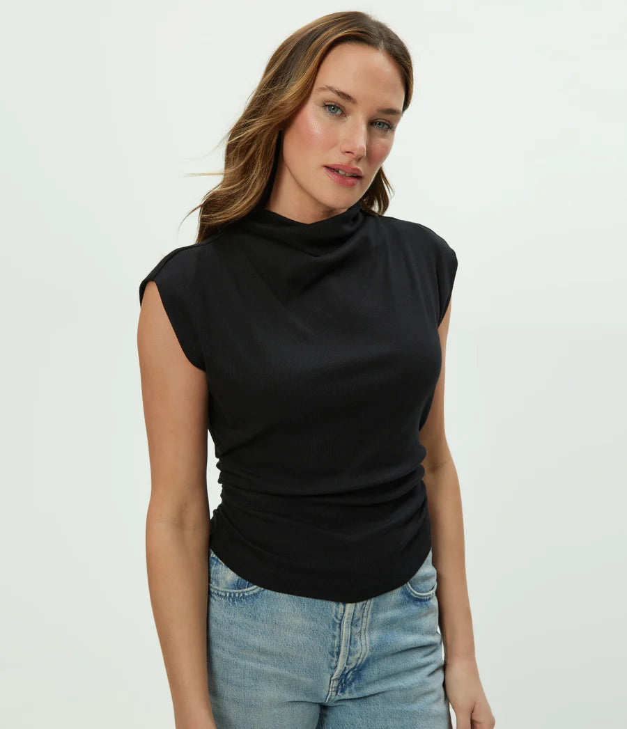 Amara Power Shoulder Tee - Black by Michael Stars | 25 South Boutiques