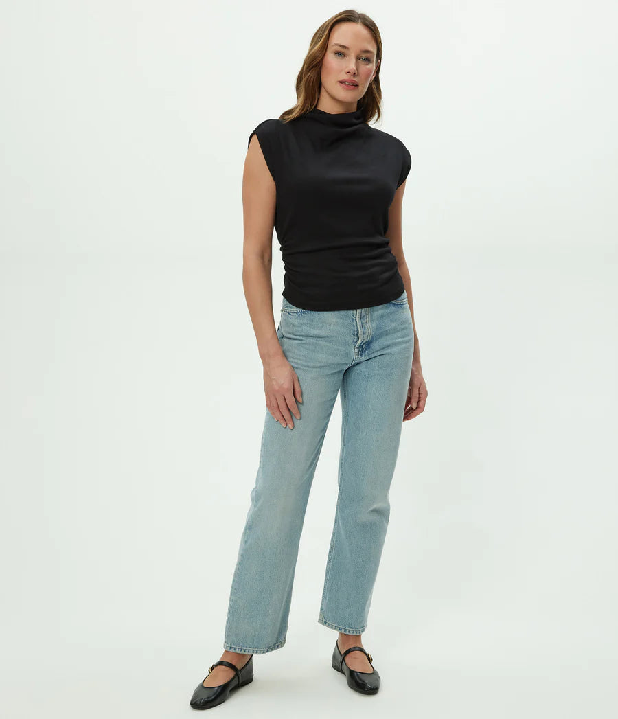 Amara Power Shoulder Tee - Black by Michael Stars — alternate view