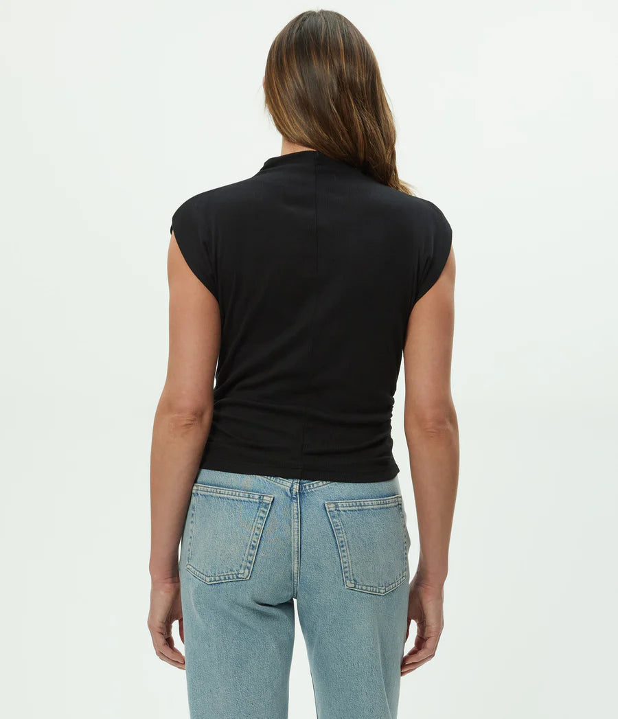 Amara Power Shoulder Tee - Black by Michael Stars — view 4