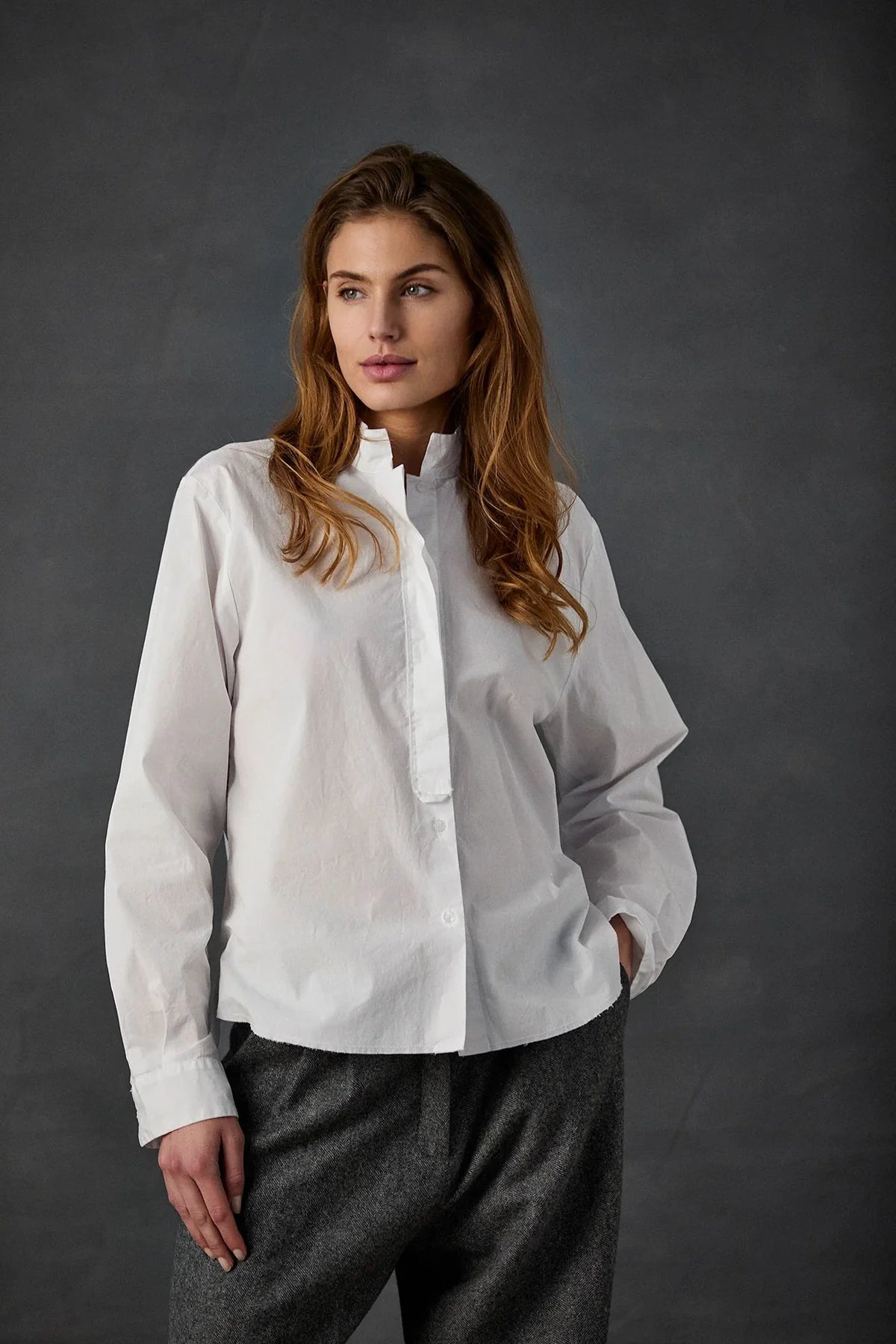 Cotton Stretch Shirt - White by Kristensen | 25 South Boutiques