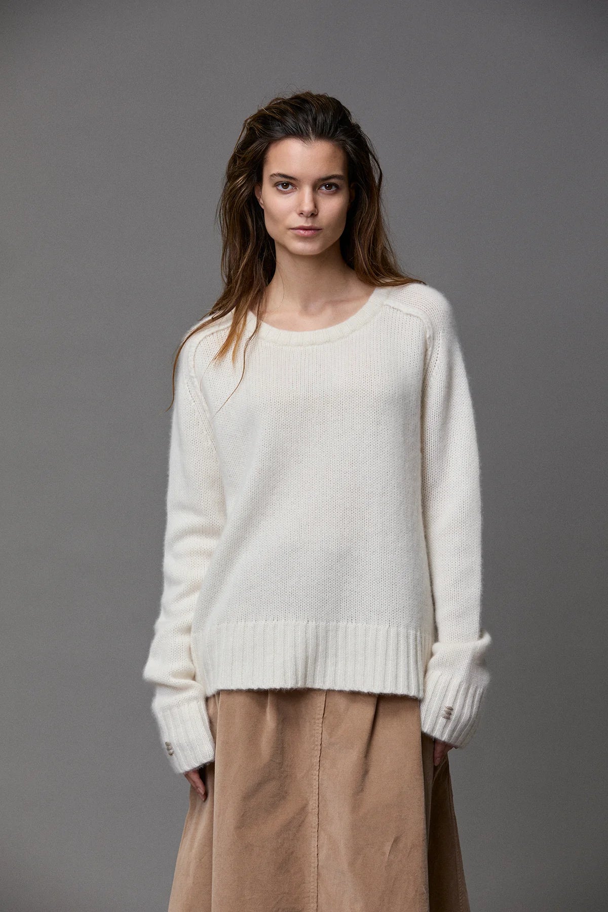 Two Toned Knit Crew Neck - Natural by Kristensen | 25 South Boutiques