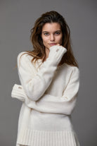 Two Toned Knit Crew Neck - Natural by Kristensen — alternate view