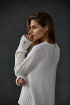 Two Toned Knit Crew Neck - Natural by Kristensen — view 3