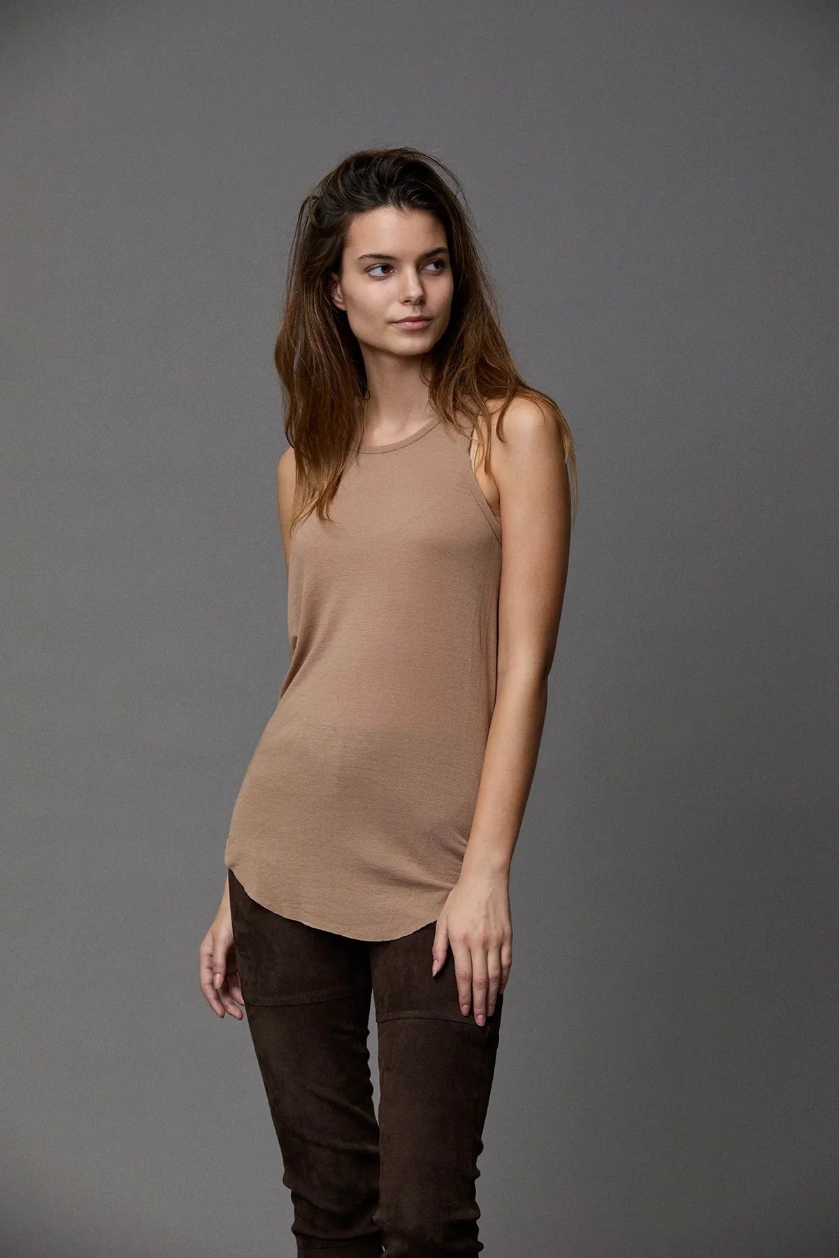 Cotton Cashmere Tank Top - Dark Camel by Kristensen | 25 South Boutiques