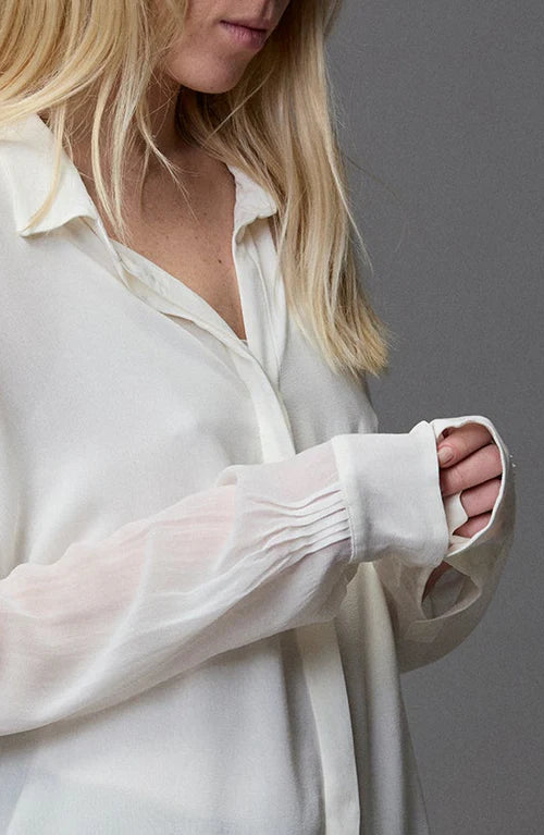 Silk Georgette PinTuck Shirt - Natural by Kristensen — view 3