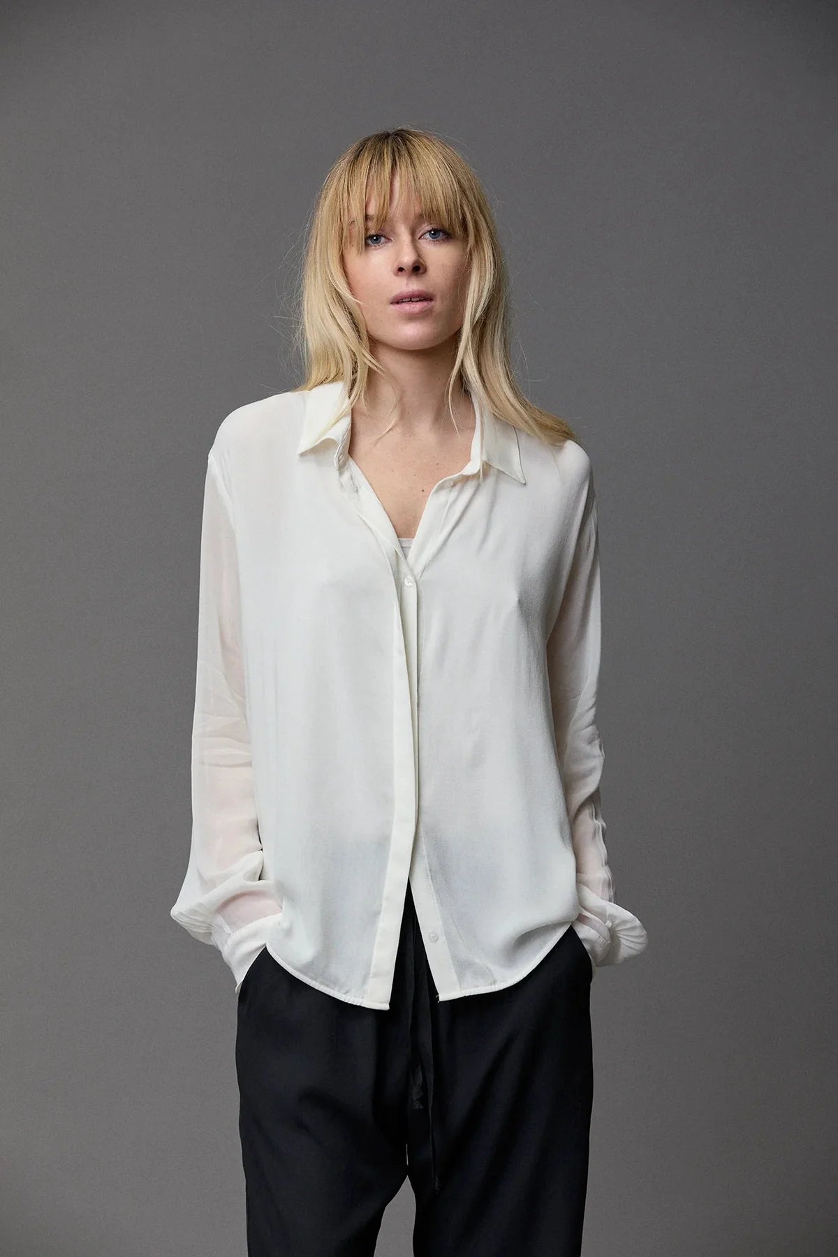 Silk Georgette PinTuck Shirt - Natural by Kristensen | 25 South Boutiques