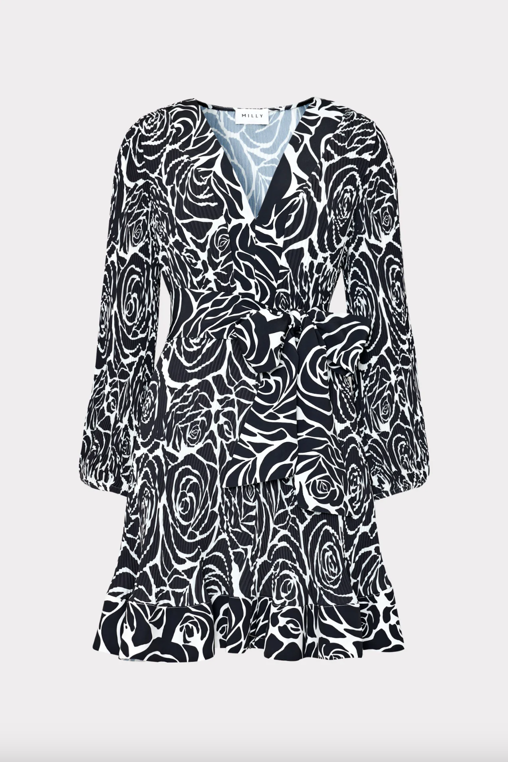 Liv Pleated Dress - Black Rose by Milly — view 3