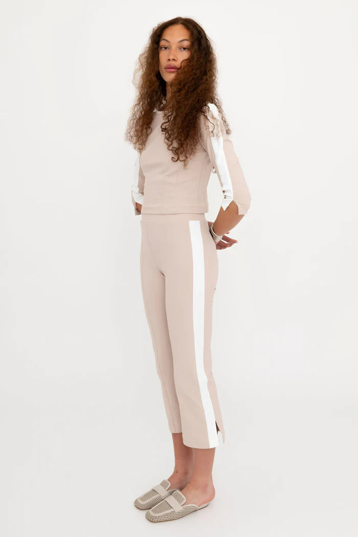 Bobbi Contrast Stripe Cropped Pant - Nude by Elaine Kim — alternate view
