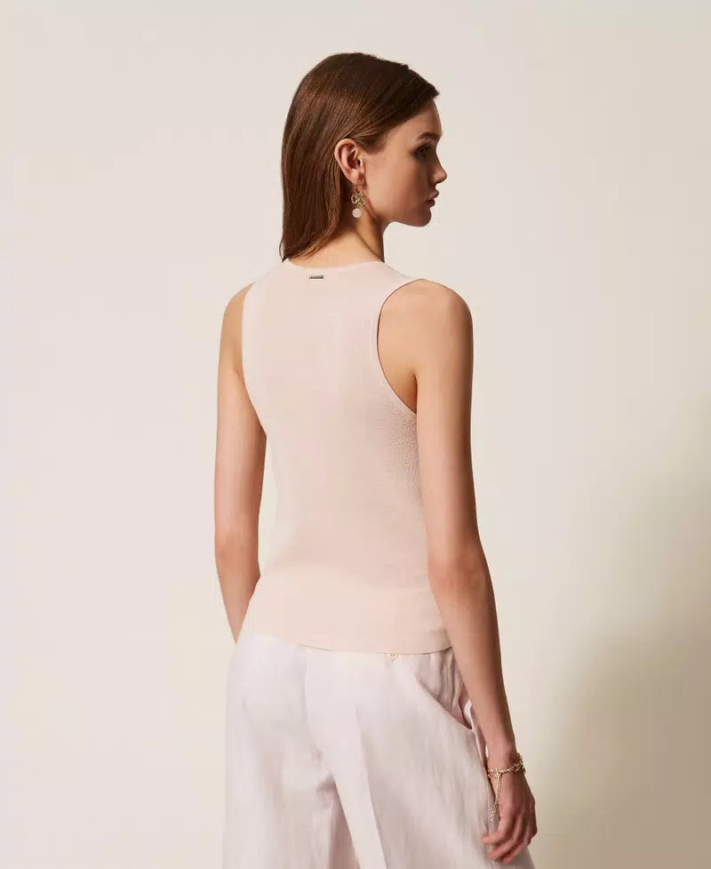Sequin Knit Top - Pink Sand by Twinset — view 5